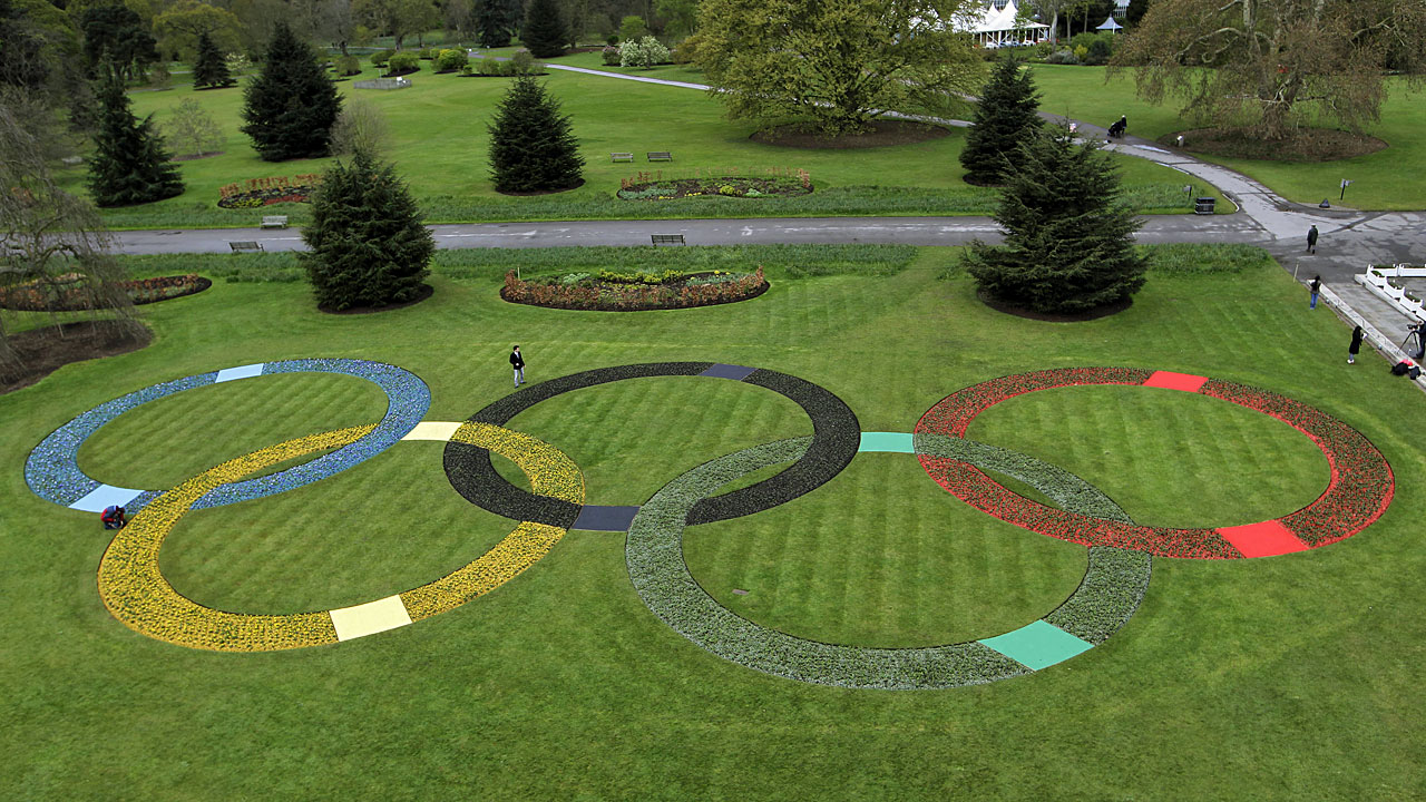 Olympische Ringe im Londonor Kew Garden