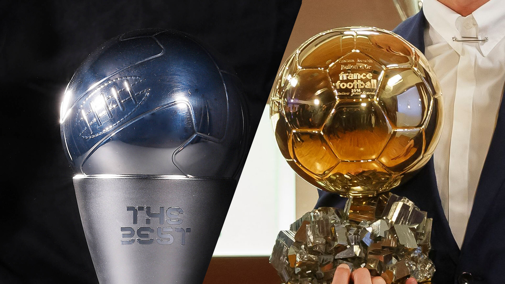 Die Trophäen "FIFA The Best" und "Ballon d'Or"