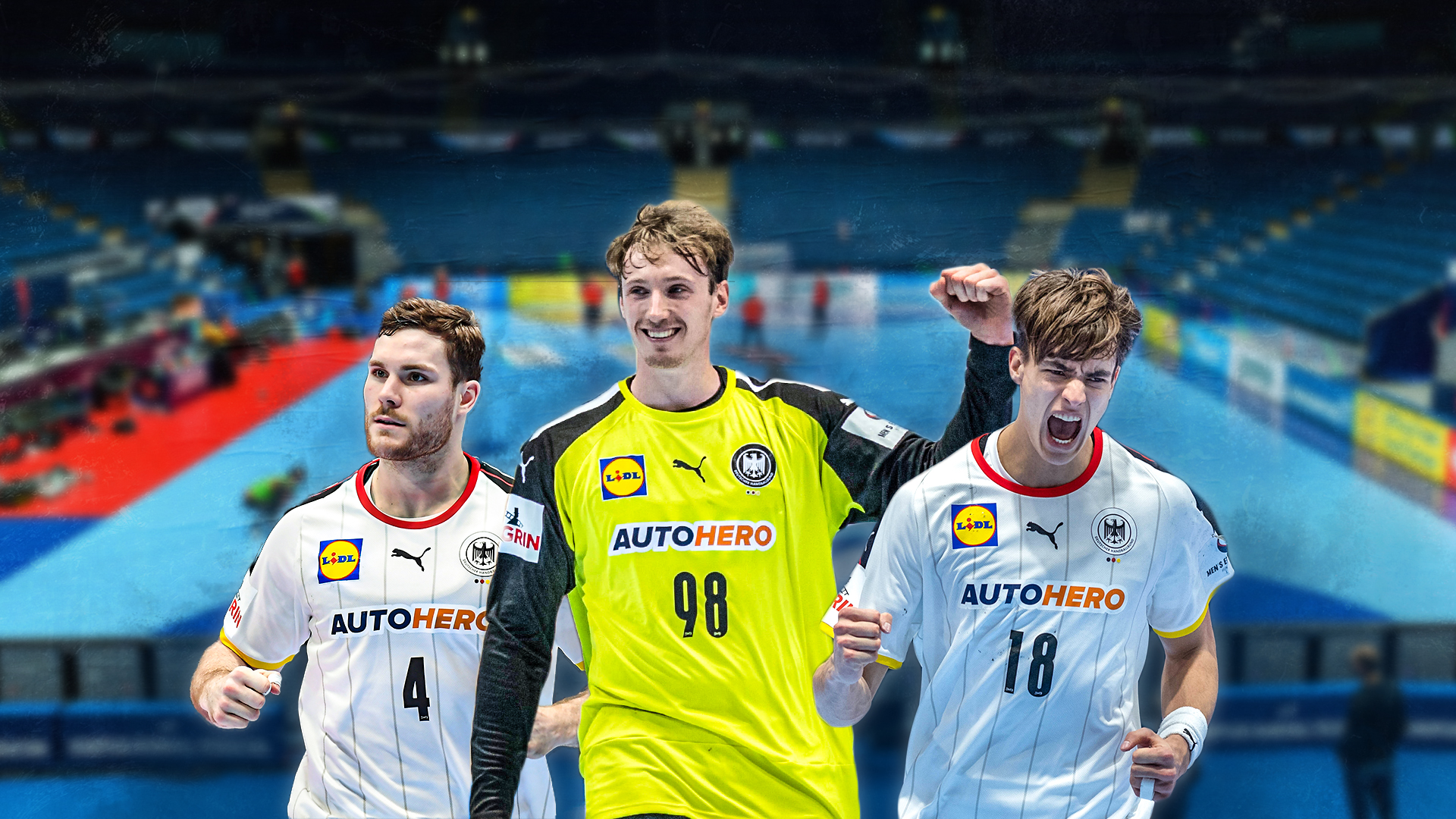 Johannes Golla, Till Klimpke und Julian Köster bei der Handball-EM 2022