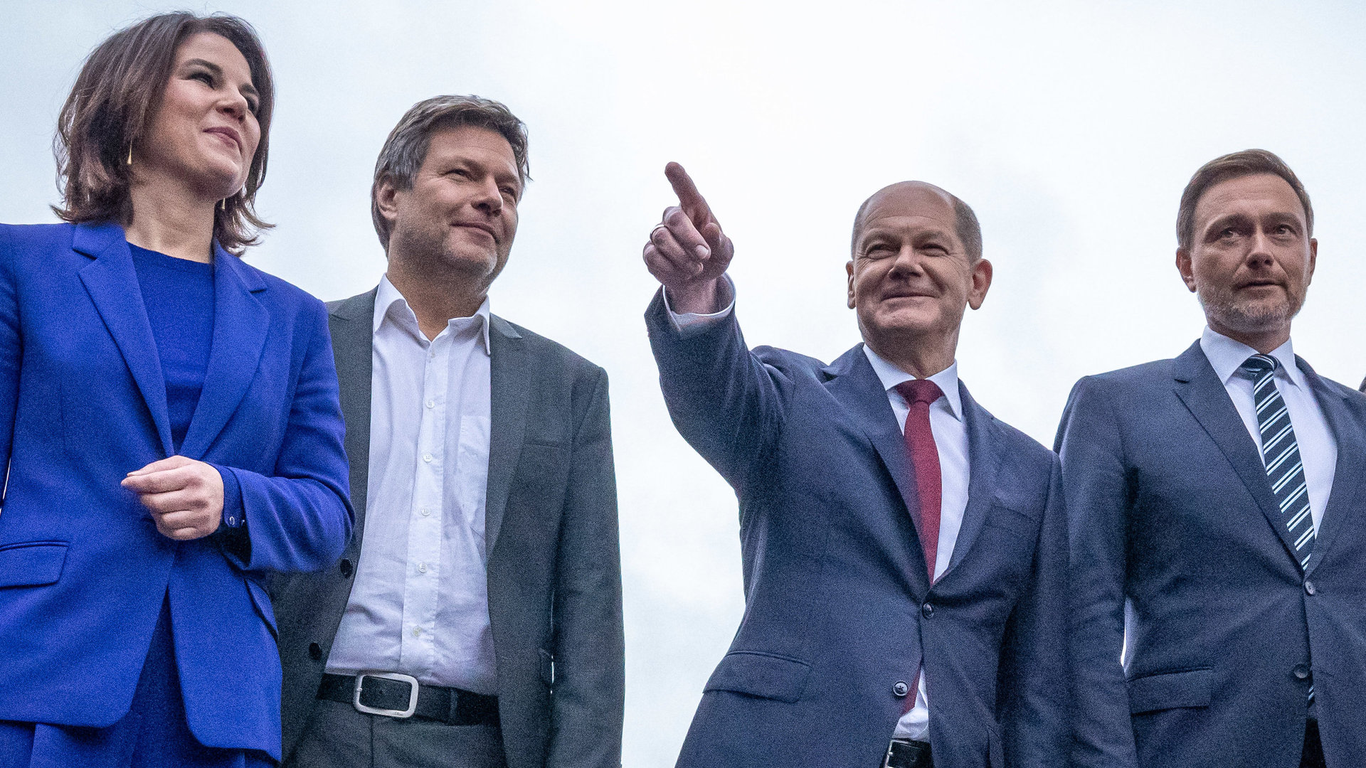 Annalena Baerbock (Grüne), Robert Habeck (Grüne), Olaf Scholz (SPD), Christian Lindner (FDP) (v.l.n.r.)