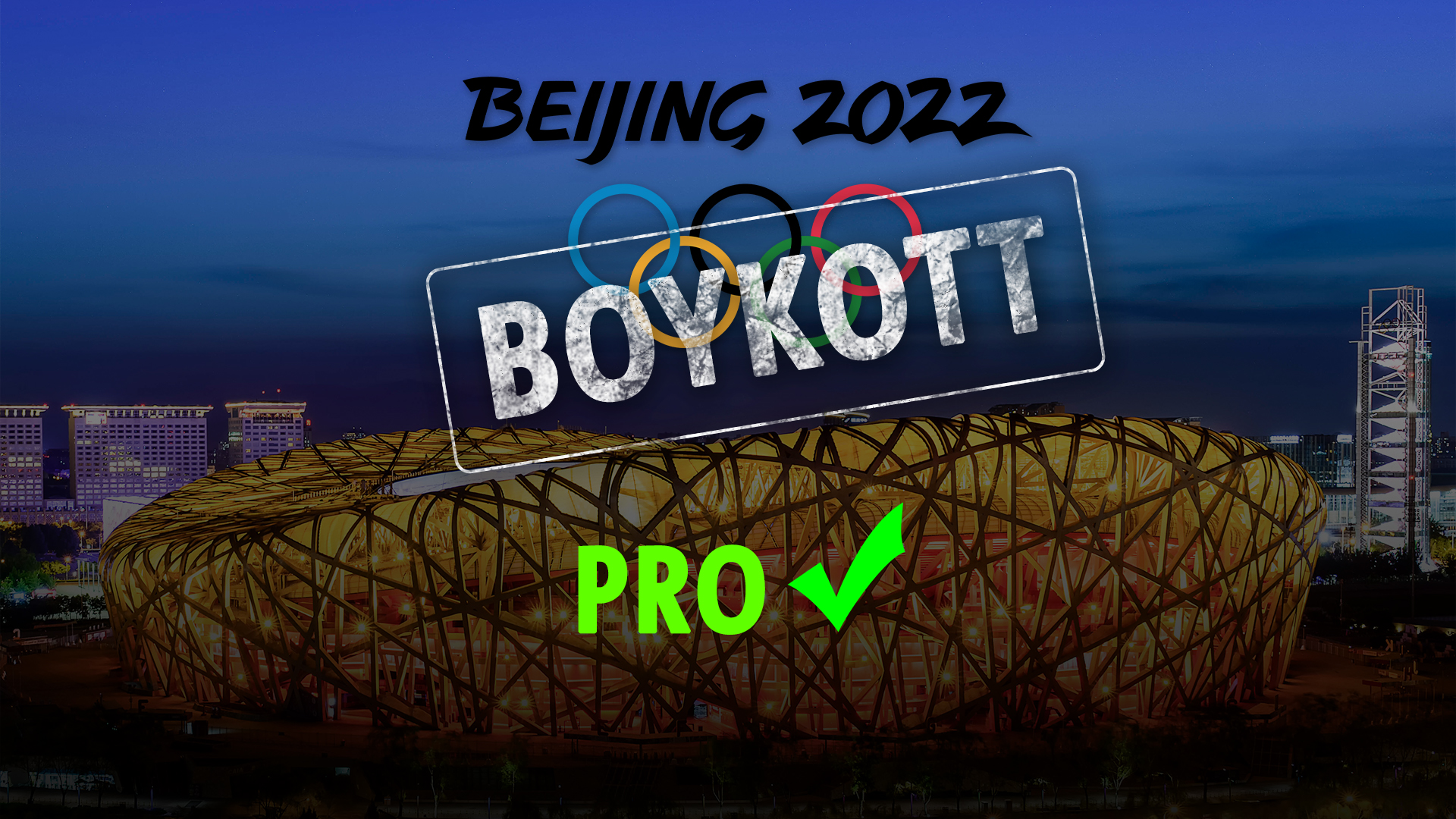 Olympische Ringe mit Schriftzug Boykott Pro