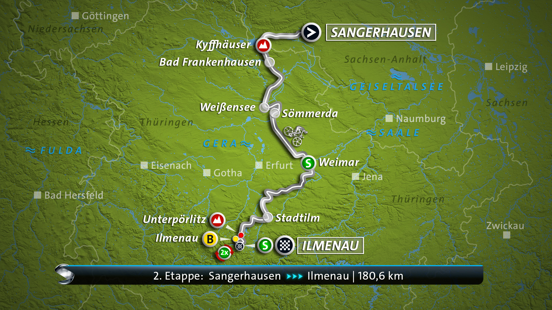 Die Strecke der 2. Etappe der Deutschland-Tour